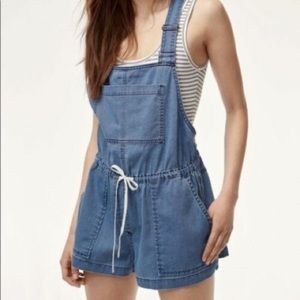 Aritzia Wilfred Free Denim Overall Shorts